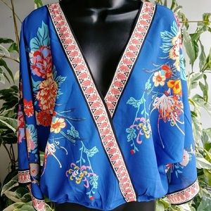 Blue Floral Crop Top